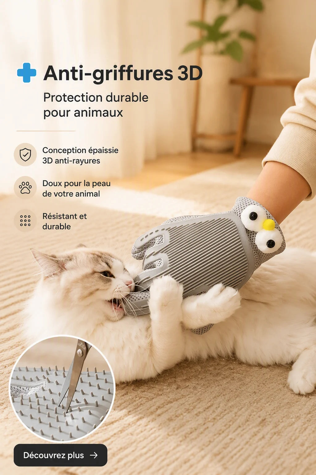 Gants de Toilettage 2-en-1 pour Chat & Chien — Massage Anti-Poils