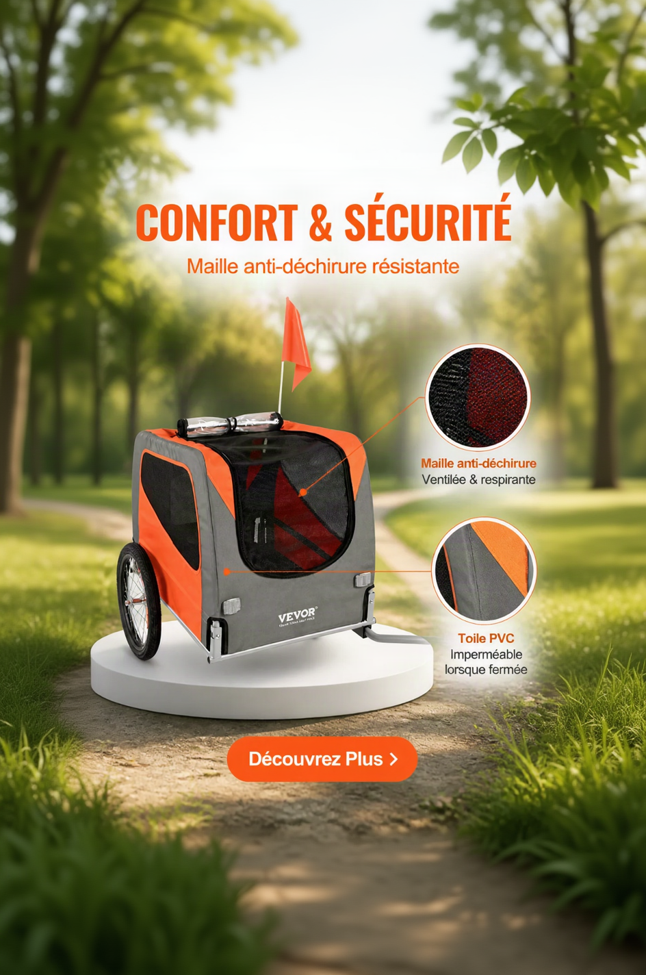Remorque Vélo pour Chien Jusqu'à 30kg — Transport Sécurisé & Confortable