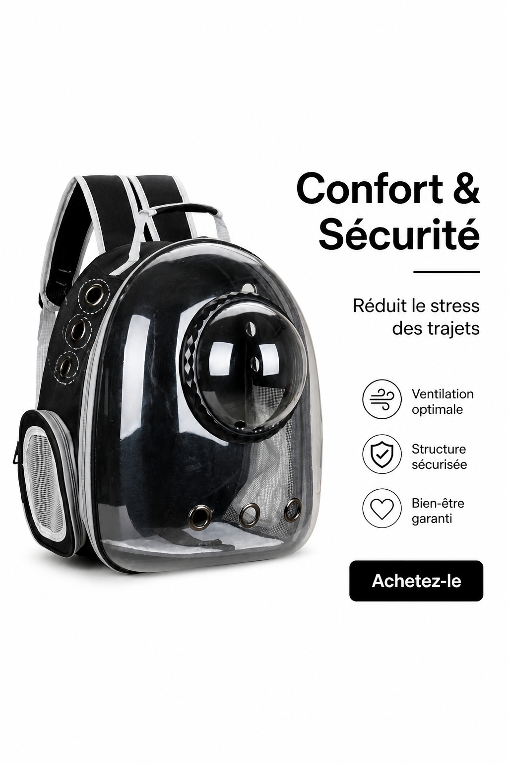 Sac de transport robuste et léger pour chat et petit chien