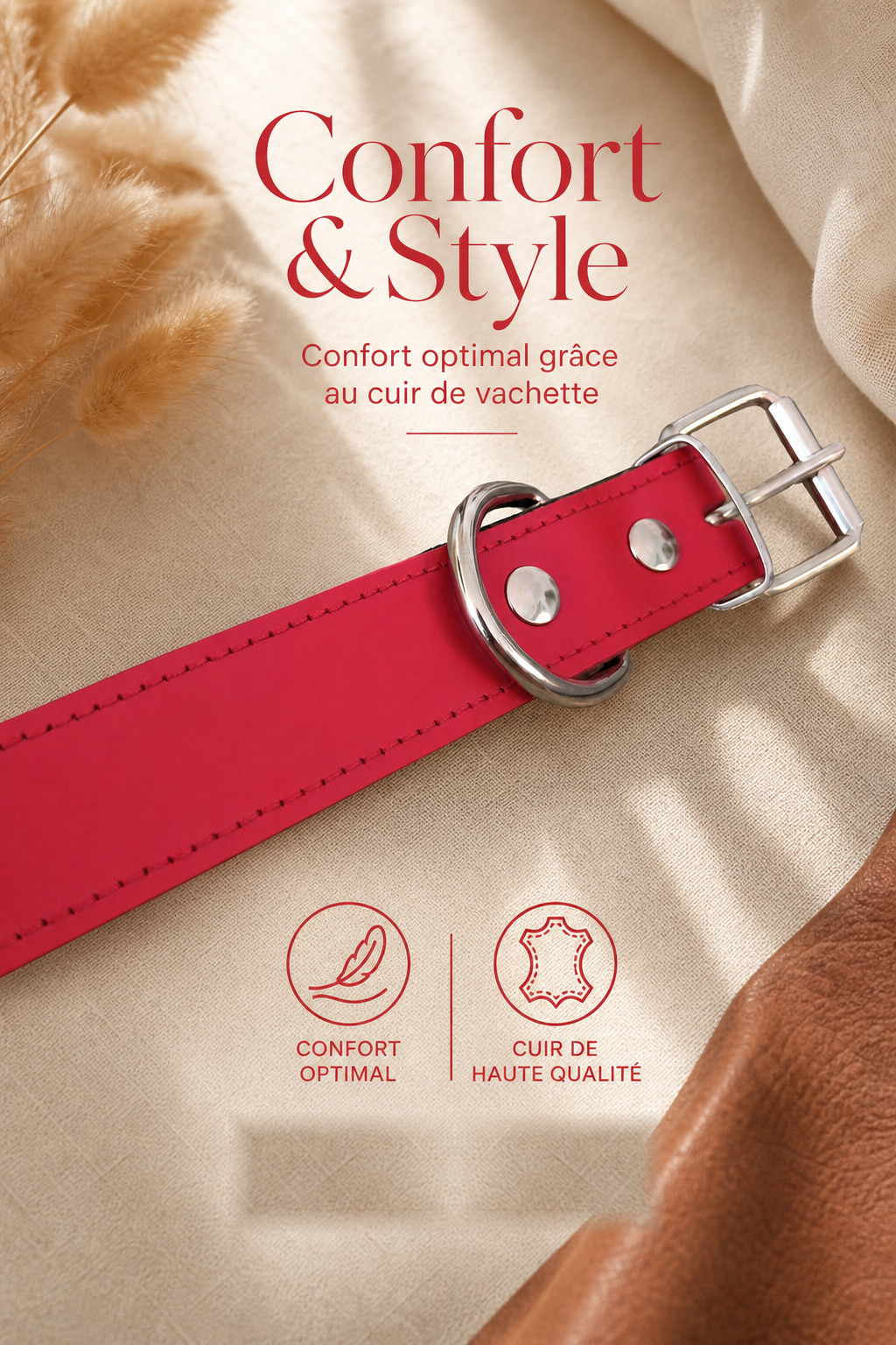 Collier Cuir Relax Rembourré pour Chien — Fait Main en Espagne