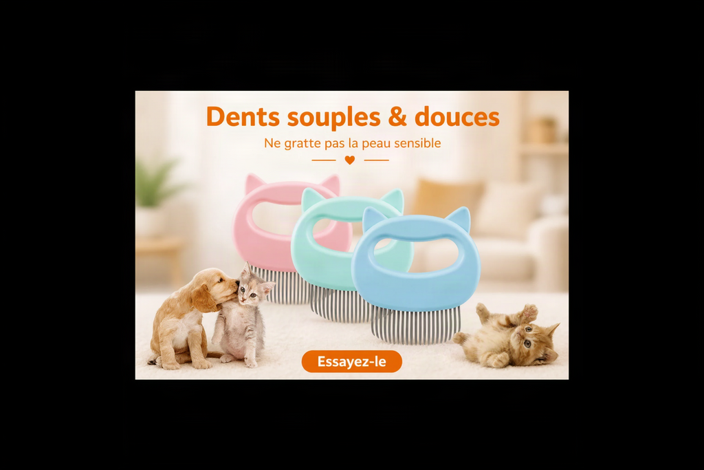 Peigne Massant pour Chat - Retire les Poils Morts & Fait Briller le Pelage