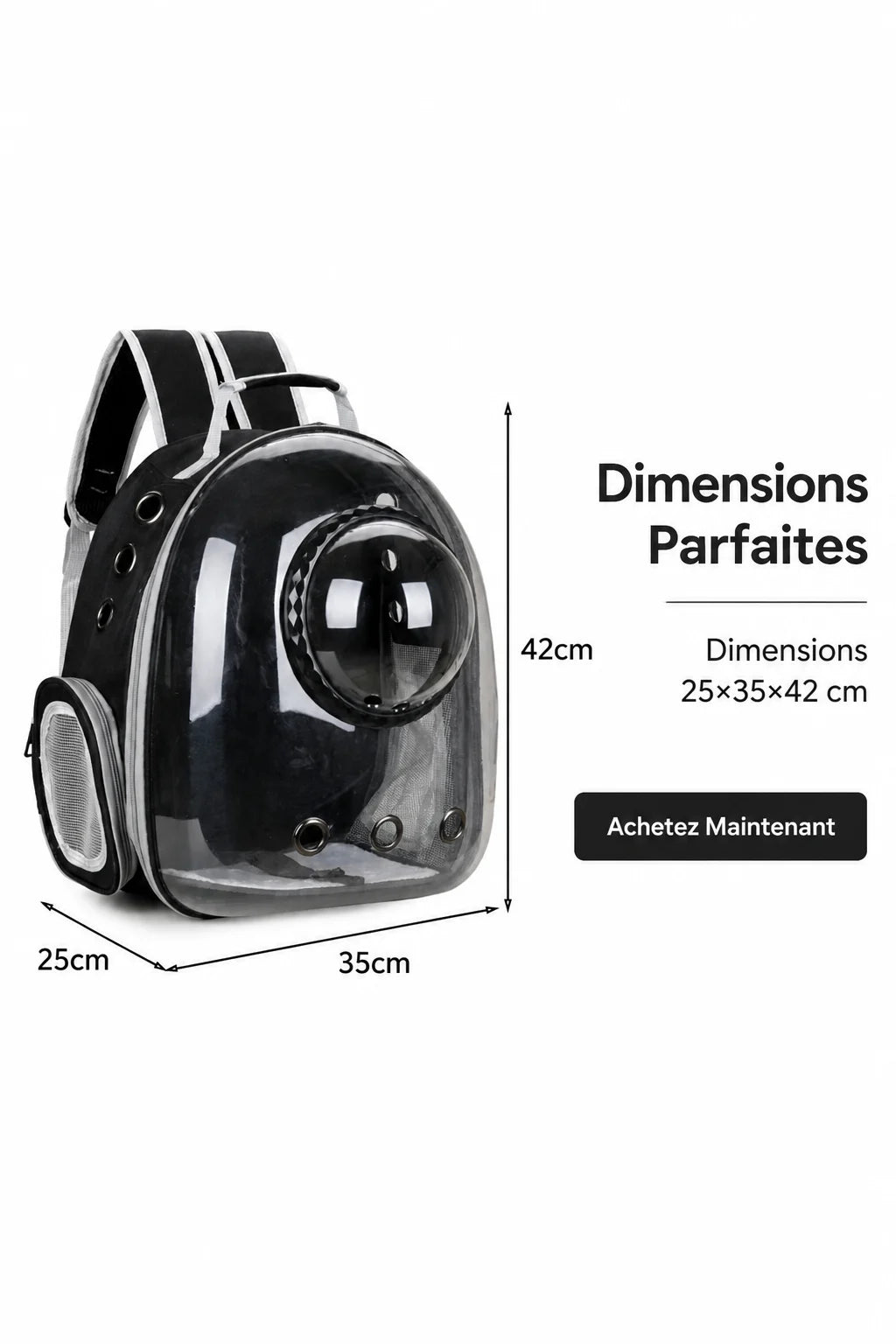 Dimensions du sac de transport capsule pour chat et chien