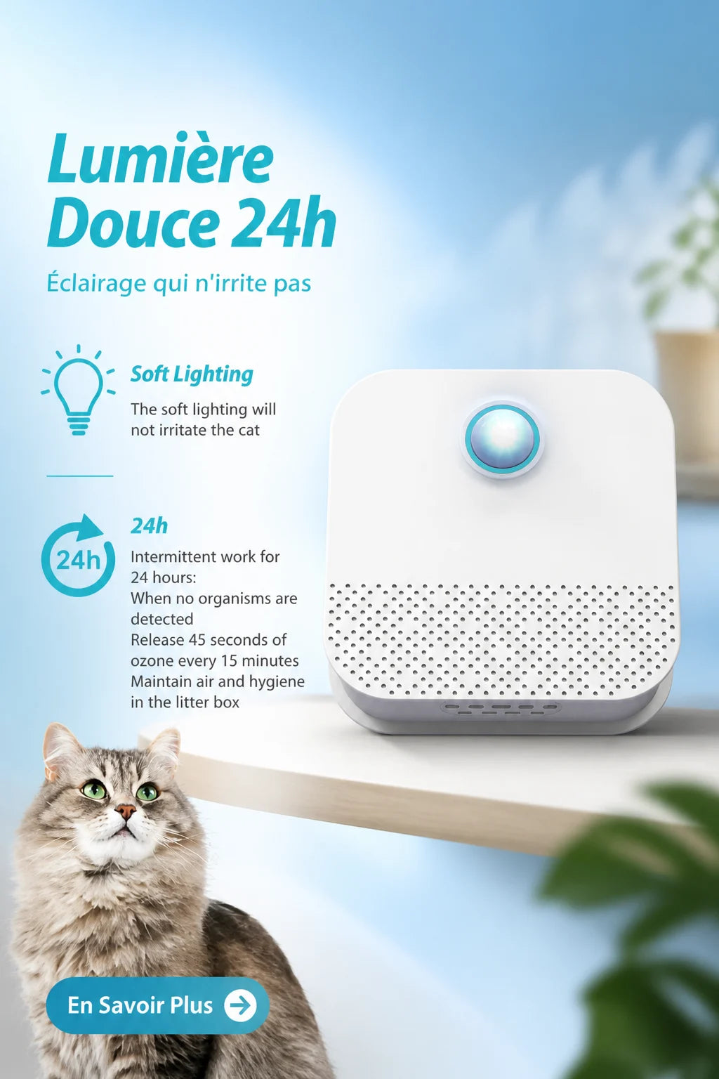 Purificateur d'Odeurs Intelligent Chat — Désodorisant Litière Automatique