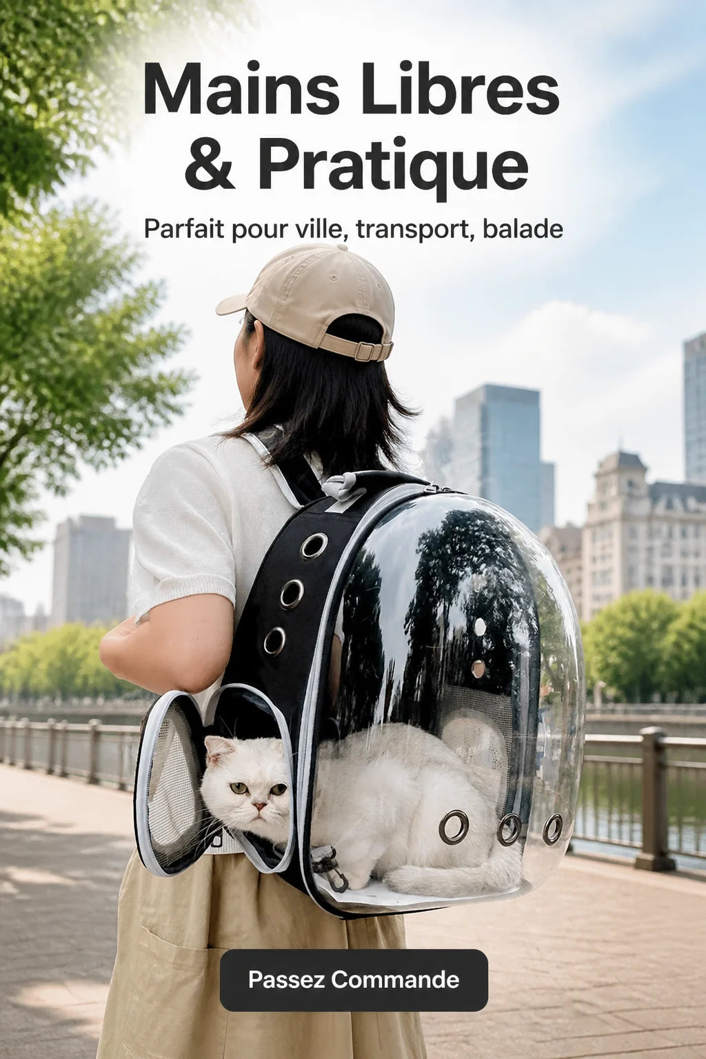 Sac de transport mains libres, format sac à dos pour animaux