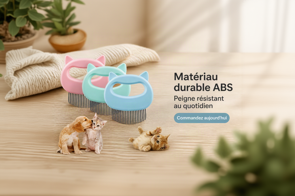 Peigne Massant pour Chat - Retire les Poils Morts & Fait Briller le Pelage