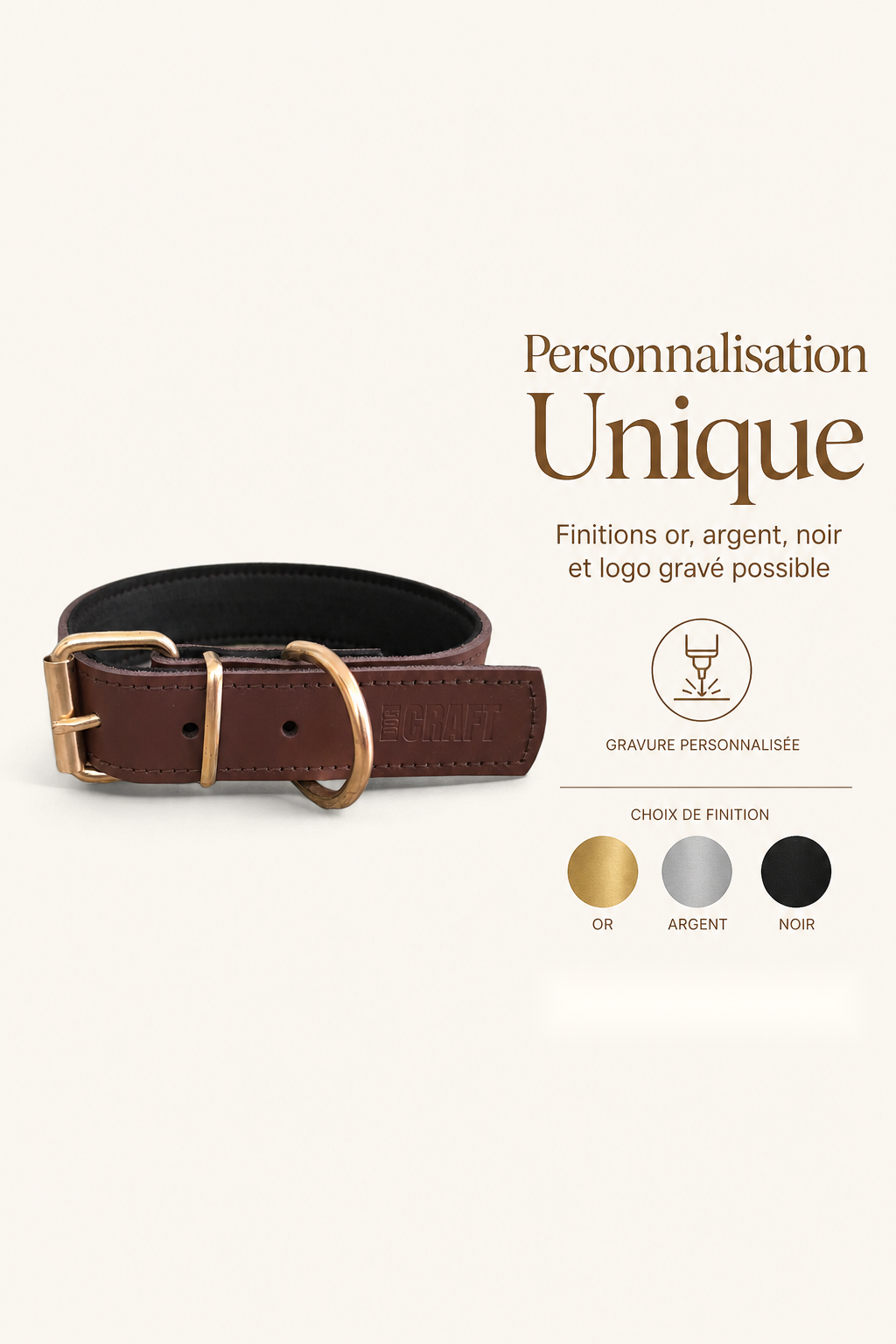 Collier Cuir Relax Rembourré pour Chien — Fait Main en Espagne