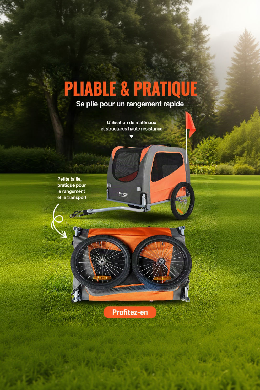 Remorque Vélo pour Chien Jusqu'à 30kg — Transport Sécurisé & Confortable