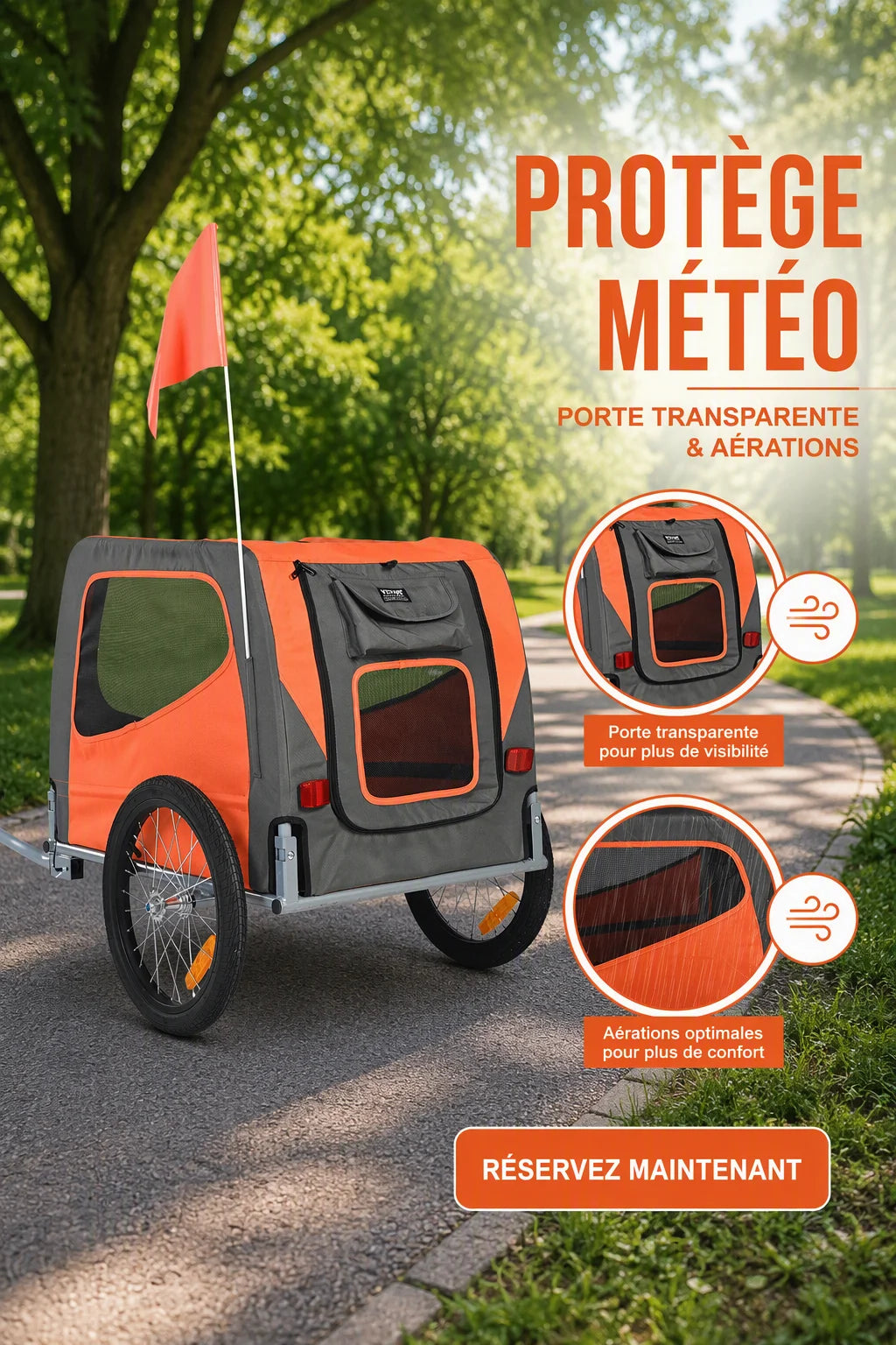 Remorque Vélo pour Chien Jusqu'à 30kg — Transport Sécurisé & Confortable