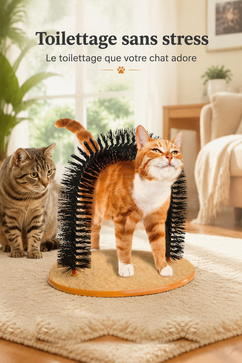 Arche de Toilettage Automatique pour Chat — Masse, Gratte & Débarrasse des Poils Morts