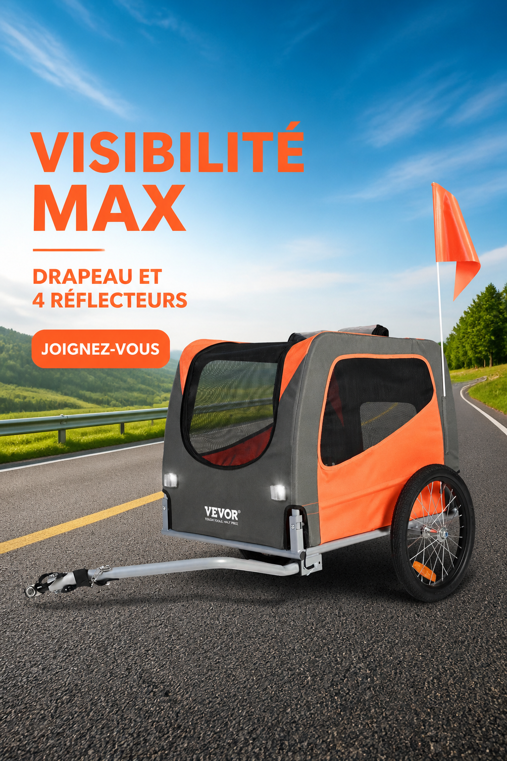 Remorque Vélo pour Chien Jusqu'à 30kg — Transport Sécurisé & Confortable