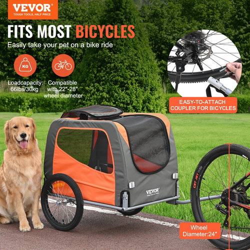 Dog Bike Trailer, Supports up to 66 lbs, Pet Cart Bicycle Carrier,